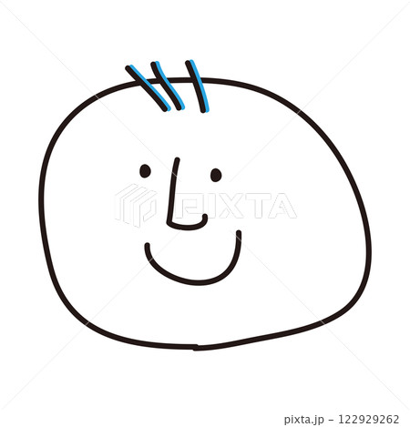 まるい顔の青い男性の顔 122929262