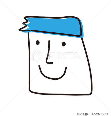 四角い顔の青い男性の顔 122929263