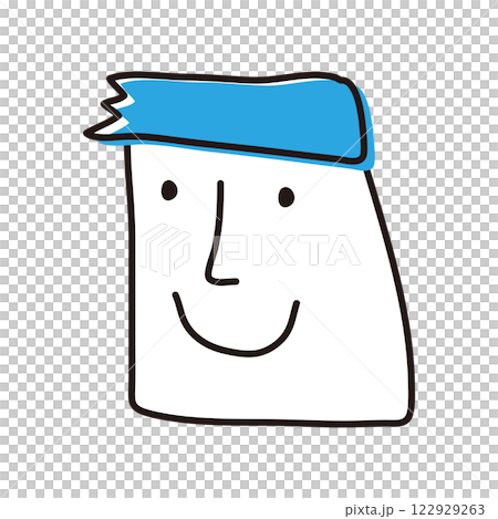 四角い顔の青い男性の顔 122929263