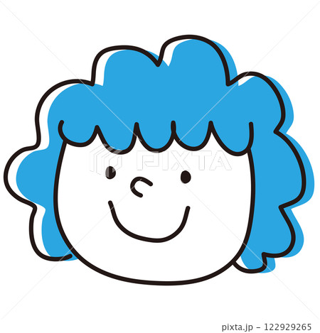 髪の毛がふわふわな青い女の子の顔 髪の毛がふわふわな青い女の子の顔 122929265