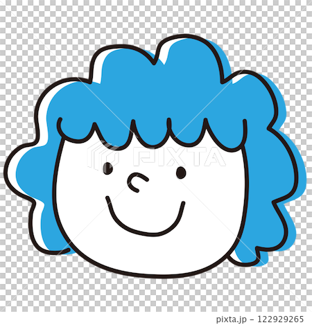 髪の毛がふわふわな青い女の子の顔 髪の毛がふわふわな青い女の子の顔 122929265
