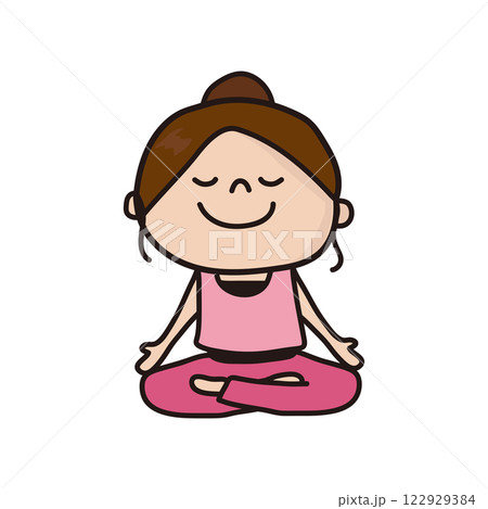 ヨガの蓮華座のポーズをする女性 ヨガの蓮華座のポーズをする女性 122929384