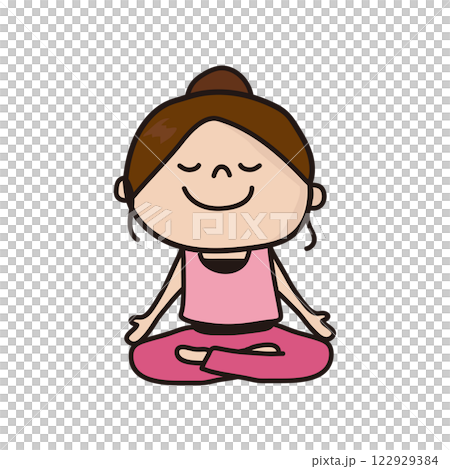 ヨガの蓮華座のポーズをする女性 ヨガの蓮華座のポーズをする女性 122929384