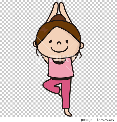 A woman who poses a yoga tree A woman who poses a yoga tree 122929385