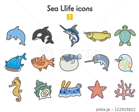 海の生き物アイコン集3 122929822