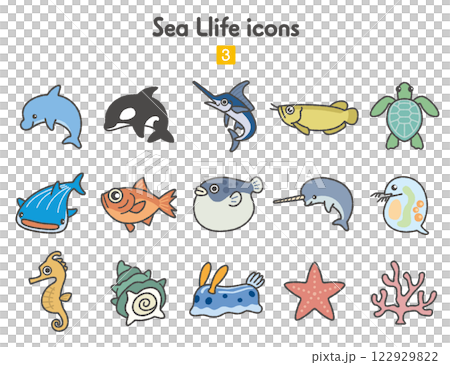 海の生き物アイコン集3 122929822