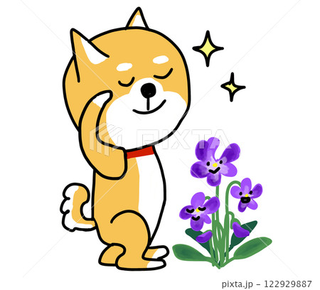 すみれの花としばいぬ 122929887