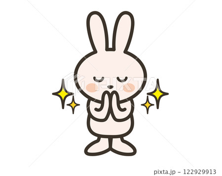 お祈りをするかわいいうさぎさんのイラスト お祈りをするかわいいうさぎさんのイラスト 122929913