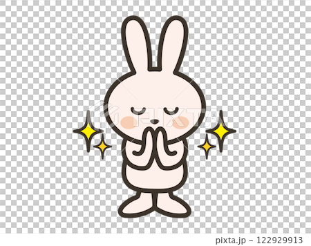 お祈りをするかわいいうさぎさんのイラスト お祈りをするかわいいうさぎさんのイラスト 122929913