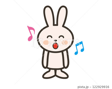楽しそうに歌うかわいいうさぎさんのイラスト 122929916