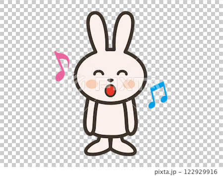 楽しそうに歌うかわいいうさぎさんのイラスト 122929916