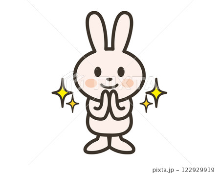 笑顔でお祈りするかわいいうさぎさんのイラスト 笑顔でお祈りするかわいいうさぎさんのイラスト 122929919