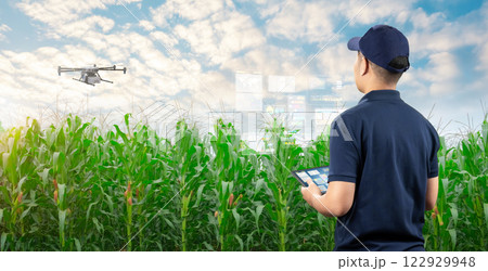 Agriculture technology concept with agricultural engineer work with drone 122929948