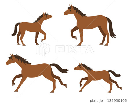 馬の親子のイラストセット 馬の親子のイラストセット 122930106