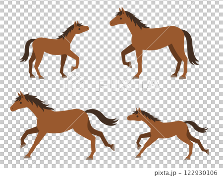 馬の親子のイラストセット 馬の親子のイラストセット 122930106