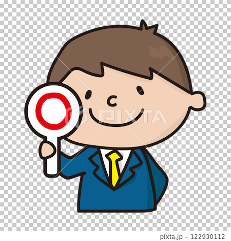 一個新進員工男孩豎起大拇指 122930112