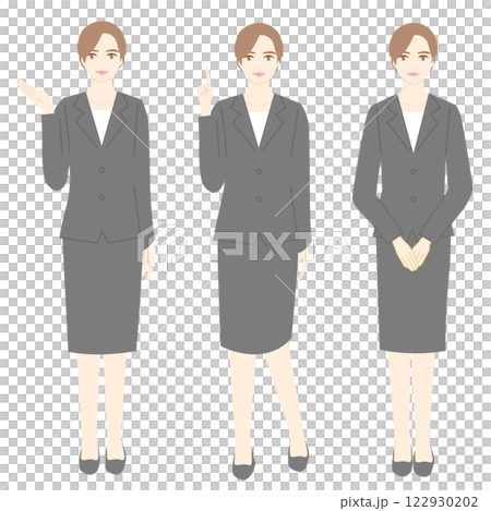 插圖集穿著西裝的女人的全身姿勢 插圖集穿著西裝的女人的全身姿勢 122930202