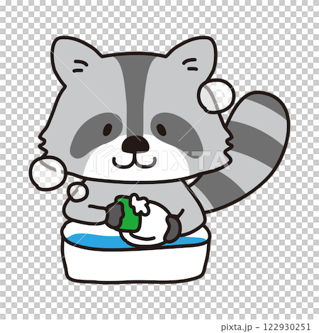 お皿洗いをするアライグマ お皿洗いをするアライグマ 122930251