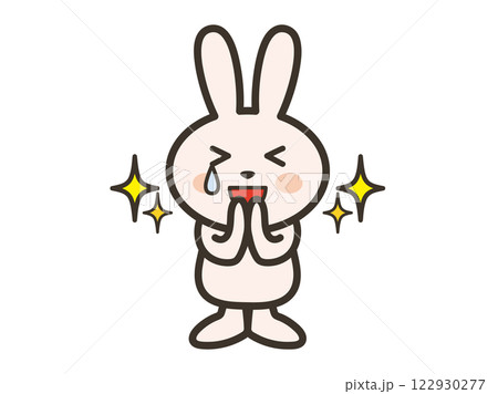涙を流して感動するかわいいうさぎさんのイラスト 涙を流して感動するかわいいうさぎさんのイラスト 122930277