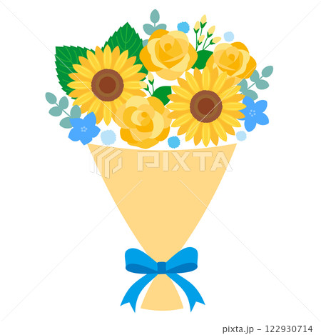 父の日のバラとひまわりの花束 122930714