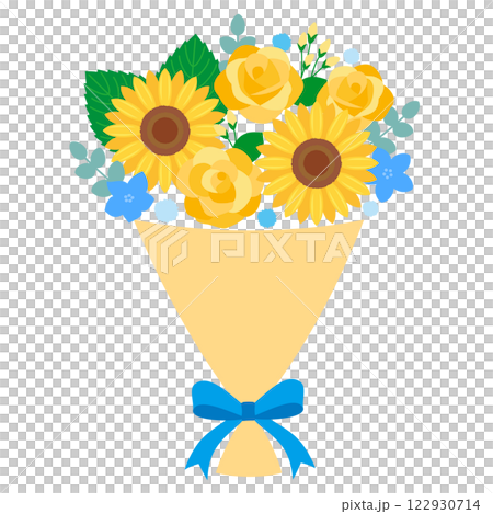 父の日のバラとひまわりの花束 122930714