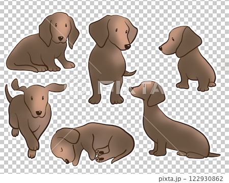 ミニチュアダックスのアイコンセット 122930862