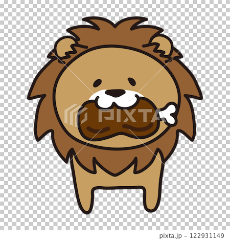 お肉を食べるライオン 122931149