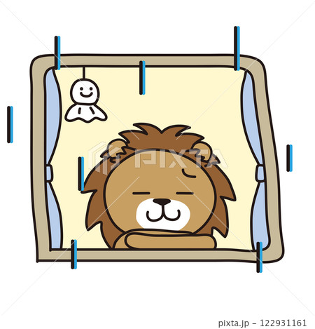 雨の日にがっかりした顔で外を見るライオン 雨の日にがっかりした顔で外を見るライオン 122931161