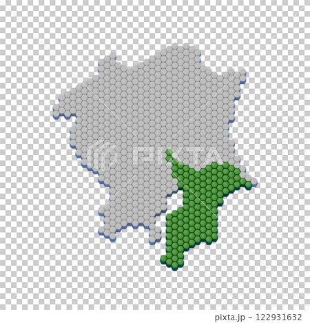 ハニカム構造状の千葉県の地図 122931632