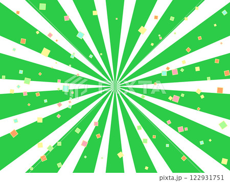 紙吹雪　緑の集中線　背景イラスト　ベクター 122931751