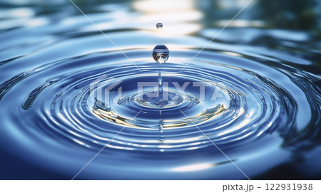 波紋。水面に滴るしずく 122931938