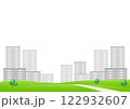 マンションが並んだ都市風景の背景イラスト素材 122932607