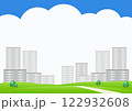 マンションが並んだ都市風景の背景イラスト素材 122932608