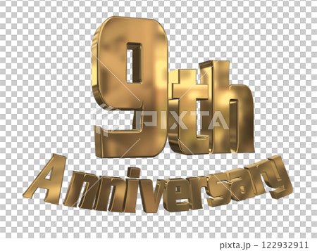 3DCG letters "9th Anniversary/9th Anniversary Mark Sparkling" Gold, Gold 3DCG letters "9th Anniversary/9th Anniversary Mark Sparkling" Gold, Gold 122932911