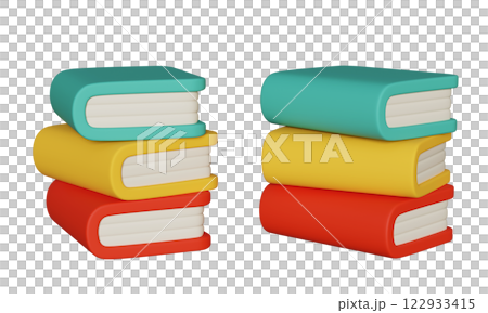 multi color stacked books 3D icon multi color stacked books 3D icon 122933415