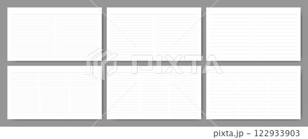 シンプルな段組みノート用紙のテンプレート、背景セット。16:9サイズ。 シンプルな段組みノート用紙のテンプレート、背景セット。16:9サイズ。 122933903