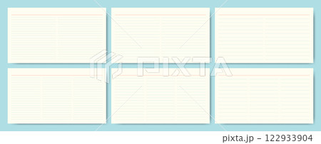 シンプルな段組みノート用紙のテンプレート、背景セット。16:9サイズ。 122933904