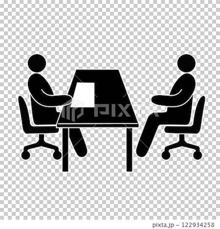 個人面試場景_商業象形圖_黑白插圖 122934258