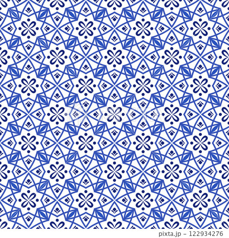 Azulejos portuguese traditional ornamental tile, blue and white seamless pattern Azulejos portuguese traditional ornamental tile, blue and white seamless pattern 122934276