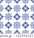 Azulejos portuguese traditional ornamental tile, blue and white seamless pattern 122934291