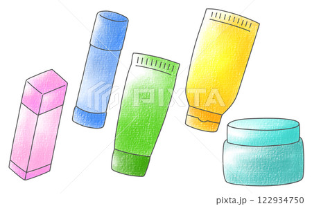ゆるめシンプルなスキンケア用品セット アナログ風 ゆるめシンプルなスキンケア用品セット アナログ風 122934750