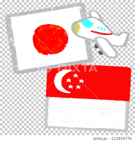 国旗のイラスト クレヨンタッチ 日本とシンガポール 国旗のイラスト クレヨンタッチ 日本とシンガポール 122934776