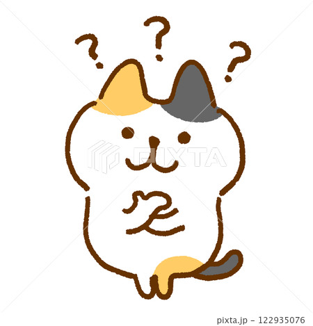 疑問に思っている三毛猫のキャラクターイラスト 122935076