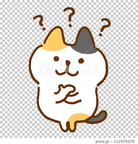 疑問に思っている三毛猫のキャラクターイラスト 122935076