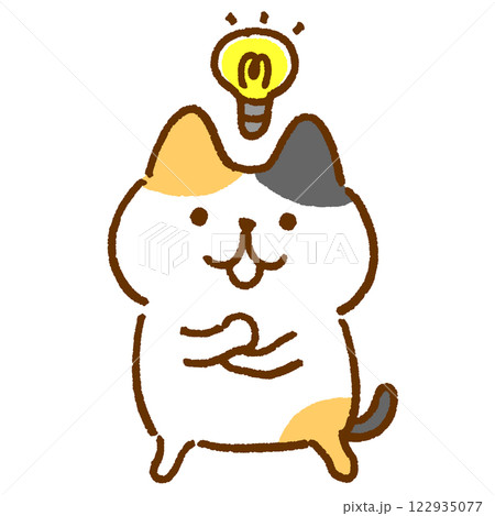 何かを思いつく三毛猫のキャラクターイラスト 何かを思いつく三毛猫のキャラクターイラスト 122935077