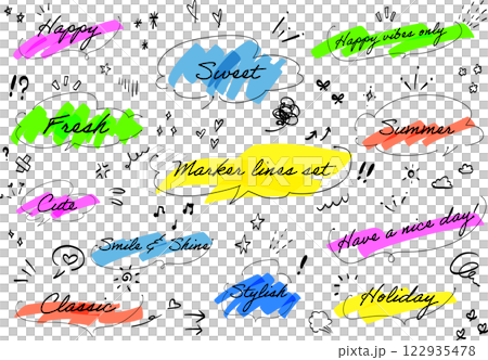 Handwritten speech bubble and marker frame set Handwritten speech bubble and marker frame set 122935478