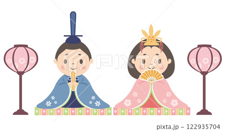 ひな祭り_雛人形_おひなさま(背景白)殿と姫 ひな祭り_雛人形_おひなさま(背景白)殿と姫 122935704