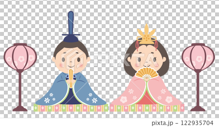 ひな祭り_雛人形_おひなさま(背景白)殿と姫 ひな祭り_雛人形_おひなさま(背景白)殿と姫 122935704