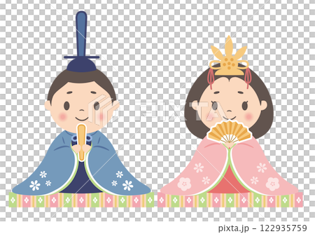 女兒節_女兒節娃娃_小公主(白色背景)王子與公主 女兒節_女兒節娃娃_小公主(白色背景)王子與公主 122935759