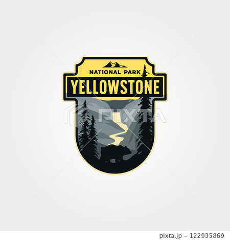 yellowstone national park logo patch vector emblem illustration design, travel badge design 122935869